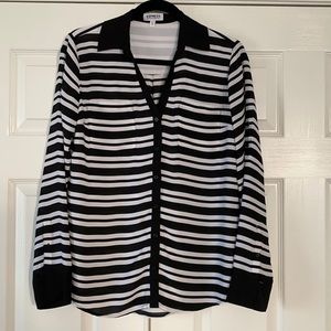 Express Portofino Black and White Striped Shirt Size Medium